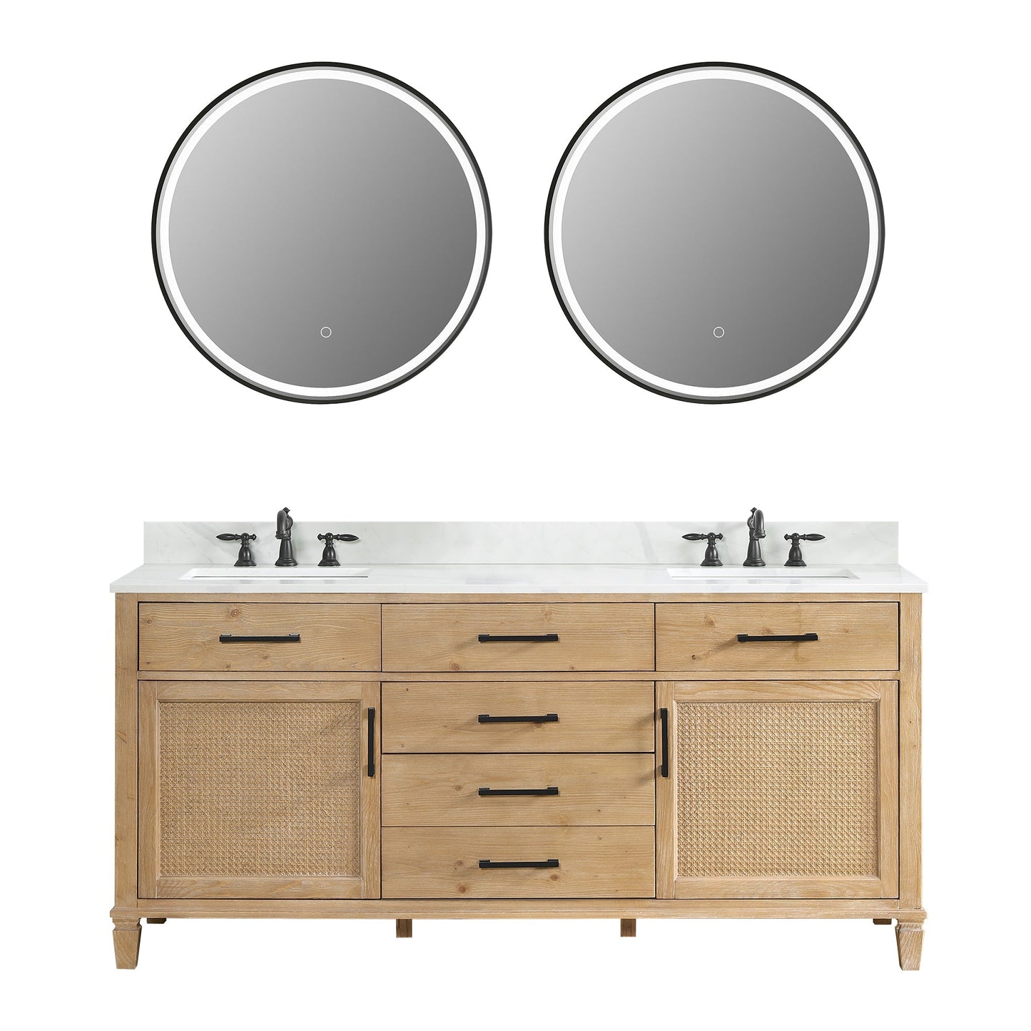Altair Designs Solana 72" double vanity with top - 560072-WF-CWQ-NM
