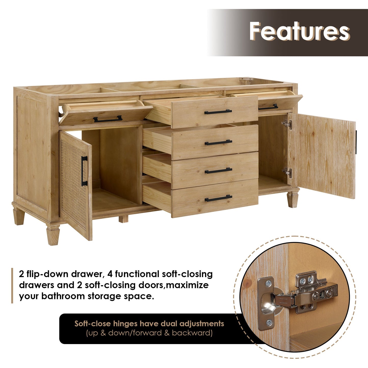 Altair Designs Solana 72" double vanity with top - 560072-WF-CWQ-NM
