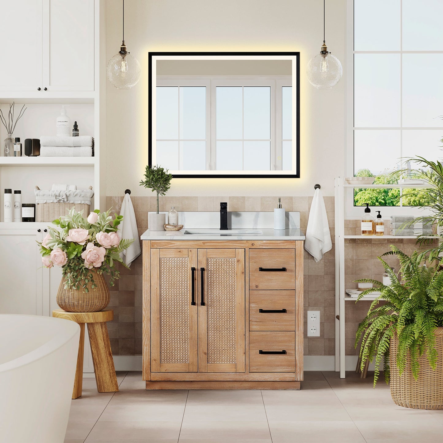 Altair Designs 36" single vanity with top - 561036-LB-CWQ-NM