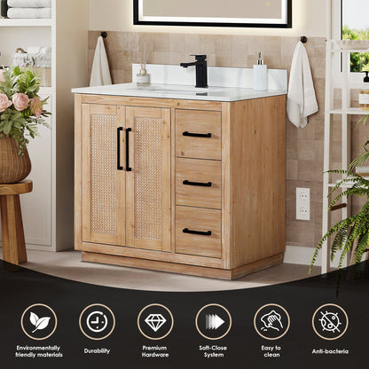 Altair Designs 36" single vanity with top - 561036-LB-CWQ-NM