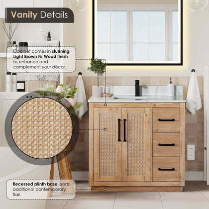 Altair Designs 36" single vanity with top - 561036-LB-CWQ-NM