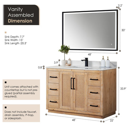 Altair Designs 48" single vanity with top - 561048-LB-CWQ-NM