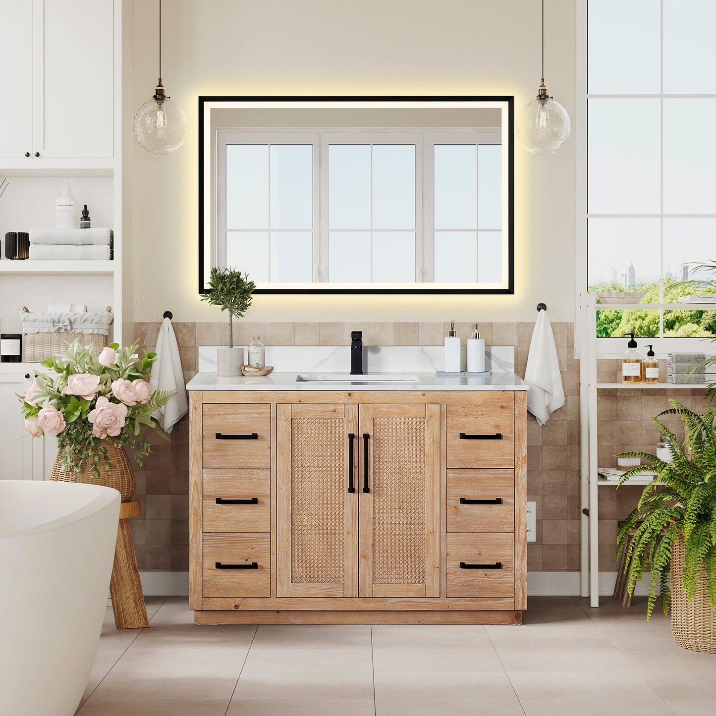 Altair Designs 48" single vanity with top - 561048-LB-CWQ-NM