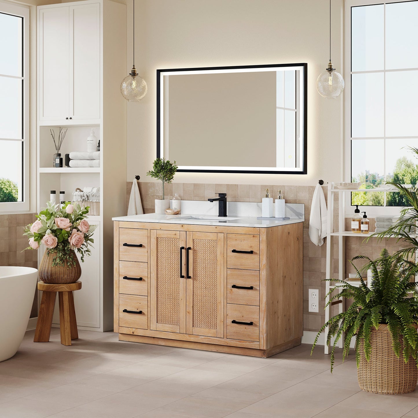 Altair Designs 48" single vanity with top - 561048-LB-CWQ-NM