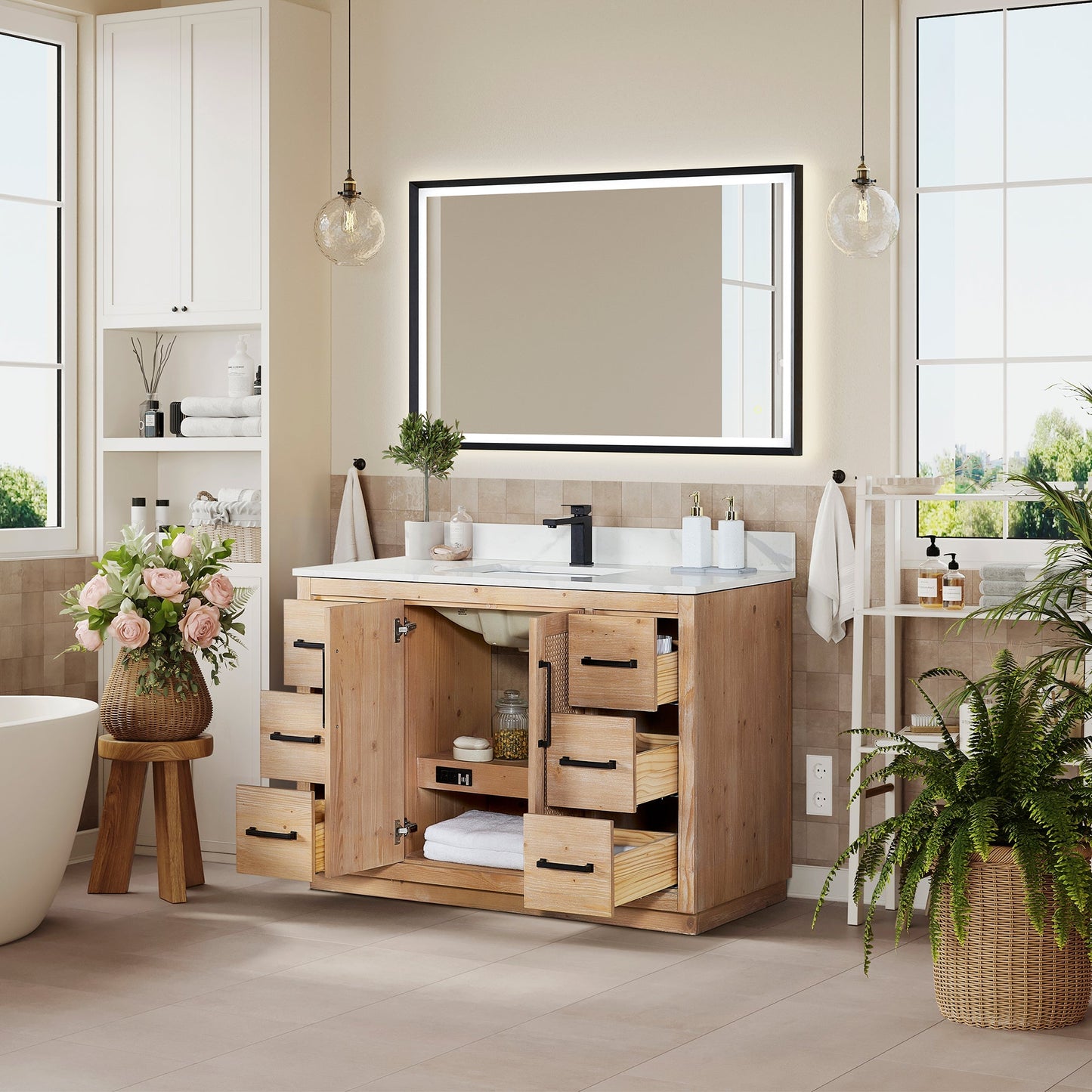 Altair Designs 48" single vanity with top - 561048-LB-CWQ-NM