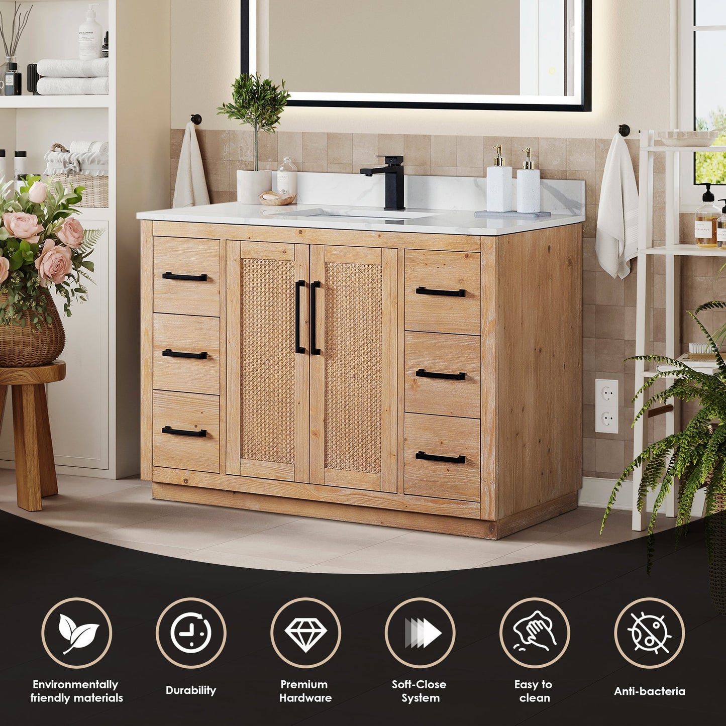 Altair Designs 48" single vanity with top - 561048-LB-CWQ-NM
