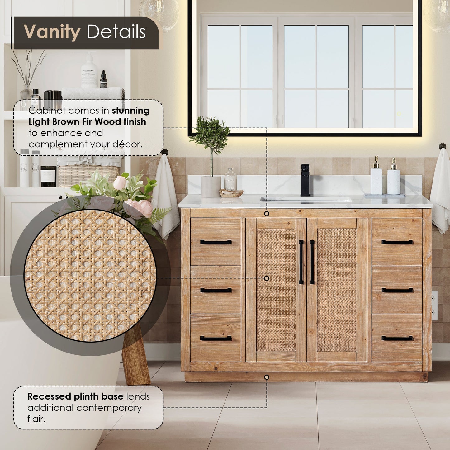 Altair Designs 48" single vanity with top - 561048-LB-CWQ-NM