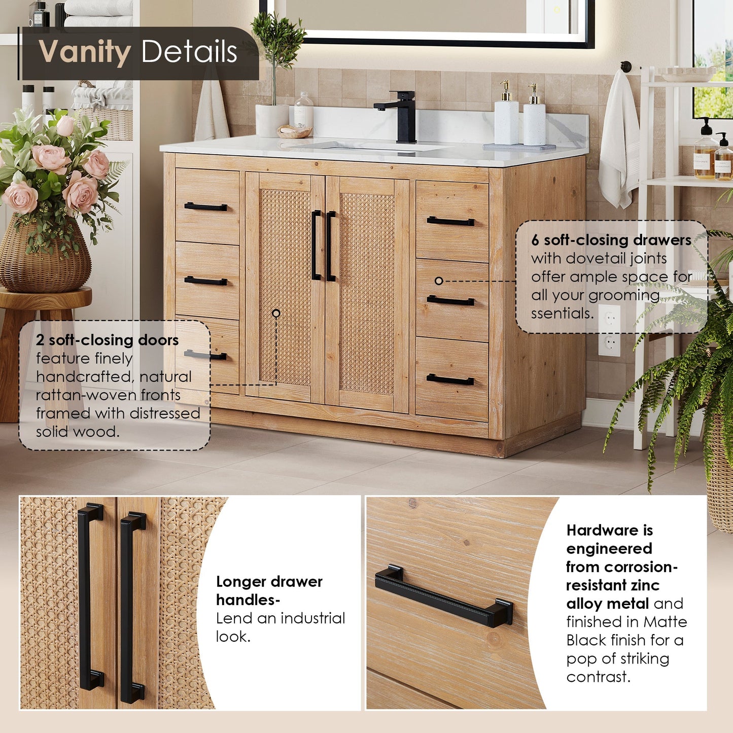 Altair Designs 48" single vanity with top - 561048-LB-CWQ-NM