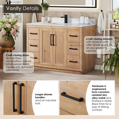 Altair Designs 48" single vanity with top - 561048-LB-CWQ-NM