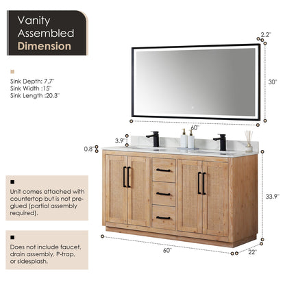 Altair Designs 60" double vanity with top - 561060-LB-CWQ-NM