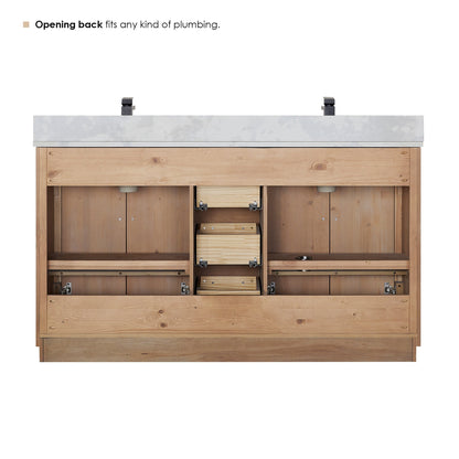 Altair Designs 60" double vanity with top - 561060-LB-CWQ-NM