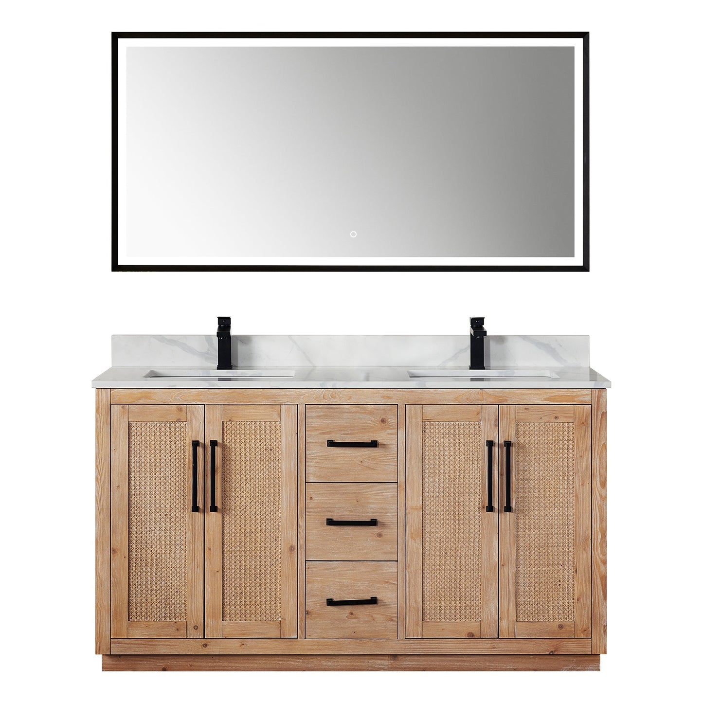 Altair Designs 60" double vanity with top - 561060-LB-CWQ-NM