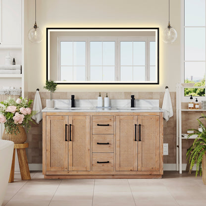 Altair Designs 60" double vanity with top - 561060-LB-CWQ-NM