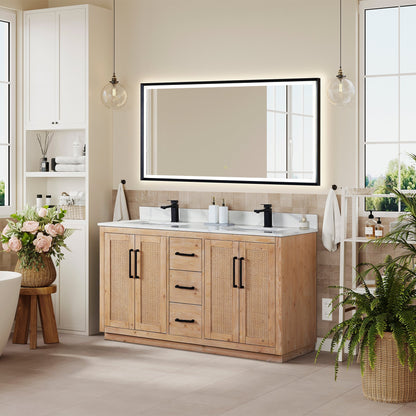 Altair Designs 60" double vanity with top - 561060-LB-CWQ-NM