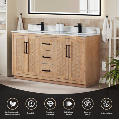 Altair Designs 60" double vanity with top - 561060-LB-CWQ-NM