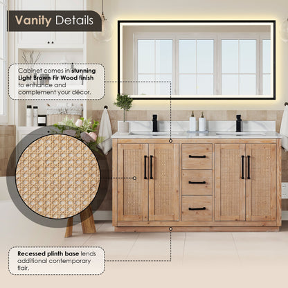 Altair Designs 60" double vanity with top - 561060-LB-CWQ-NM