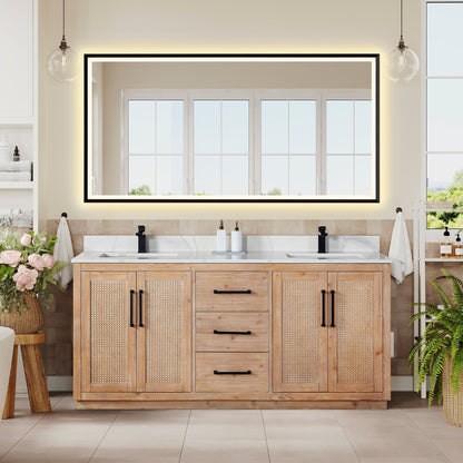 Altair Designs Floral 72" double vanity with top - 561072-LB-CWQ-NM