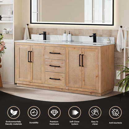 Altair Designs Floral 72" double vanity with top - 561072-LB-CWQ-NM