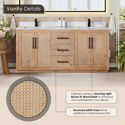 Altair Designs Floral 72" double vanity with top - 561072-LB-CWQ-NM