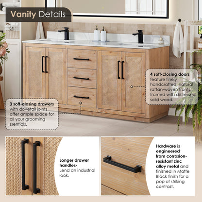 Altair Designs Floral 72" double vanity with top - 561072-LB-CWQ-NM