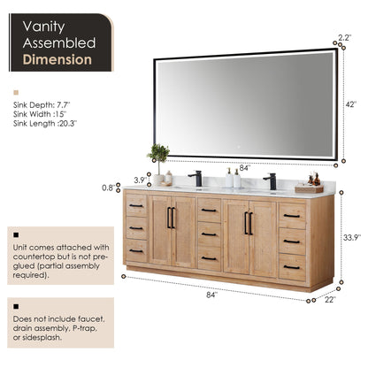 Altair Designs Floral 84" double vanity with top - 561084-LB-CWQ-NM
