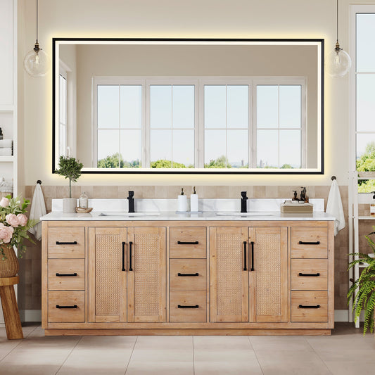 Altair Designs Floral 84" double vanity with top - 561084-LB-CWQ-NM