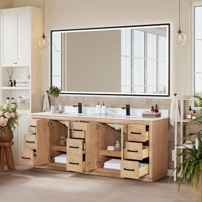 Altair Designs Floral 84" double vanity with top - 561084-LB-CWQ-NM