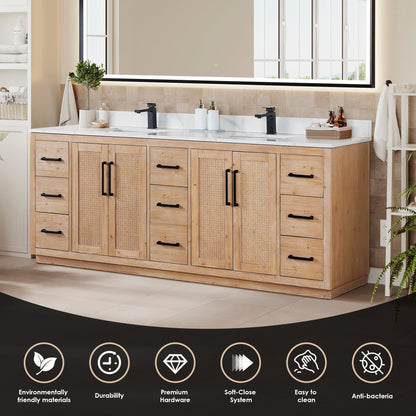 Altair Designs Floral 84" double vanity with top - 561084-LB-CWQ-NM