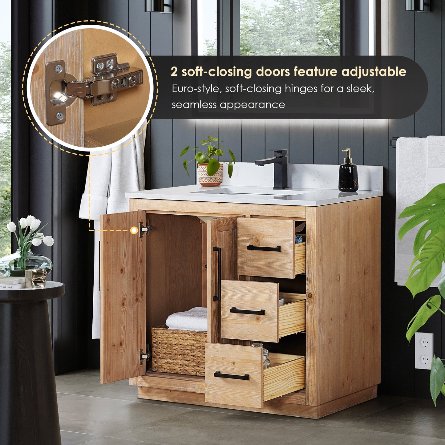 Altair Designs Cicero 36" single vanity with top - 562036-LB-GW-NM