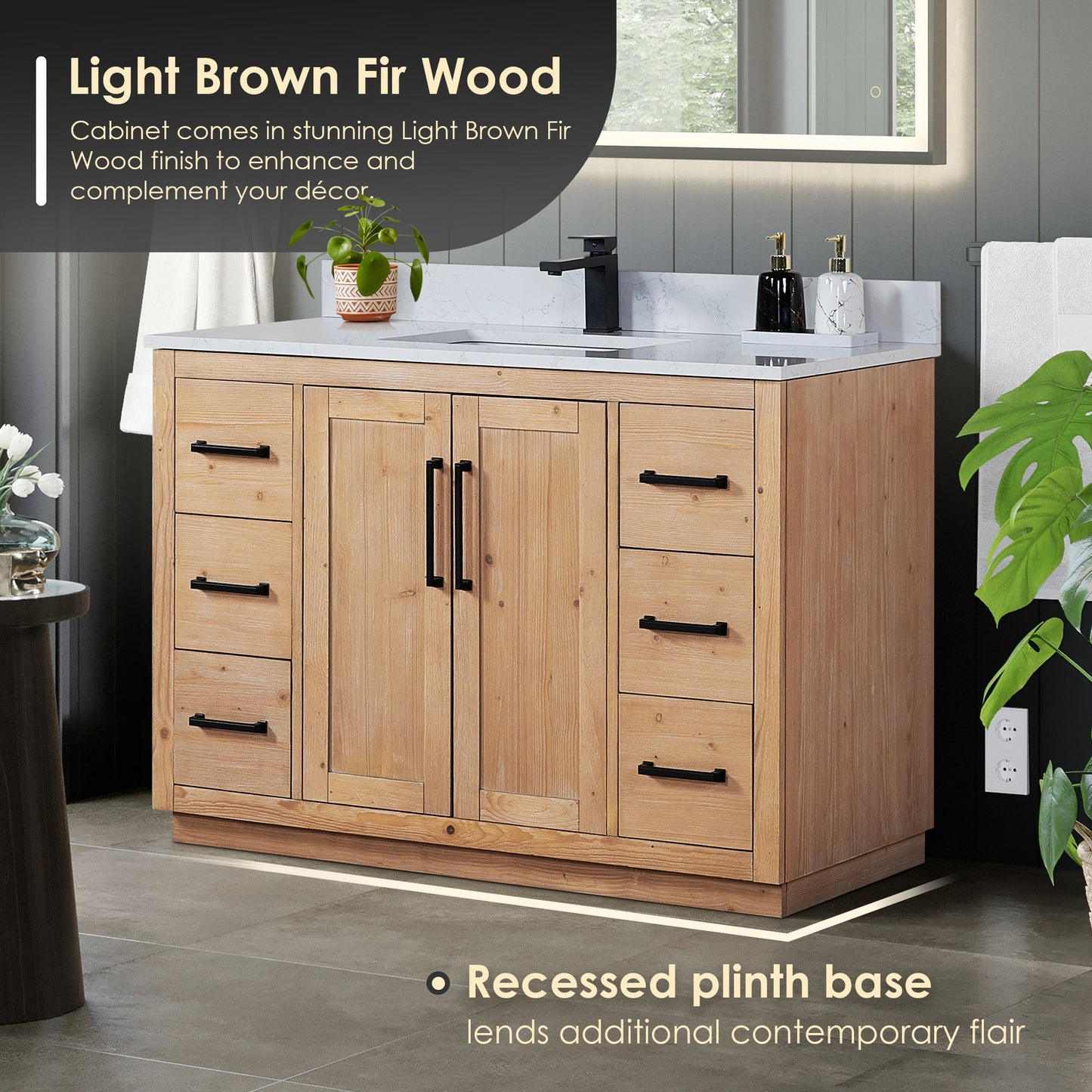 Altair Designs Cicero 48" single vanity with top - 562048-LB-GW-NM