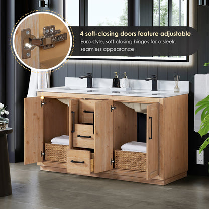 Altair Designs Cicero 60" double vanity with top - 562060-LB-GW-NM