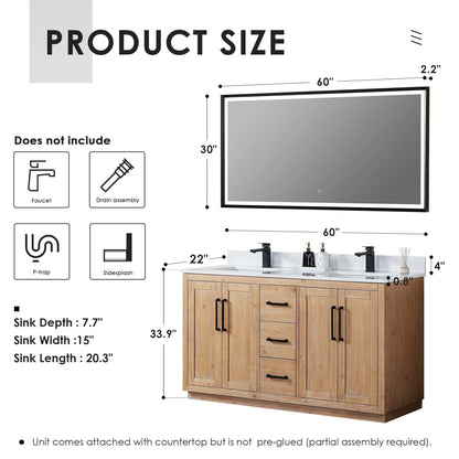 Altair Designs Cicero 60" double vanity with top - 562060-LB-GW-NM