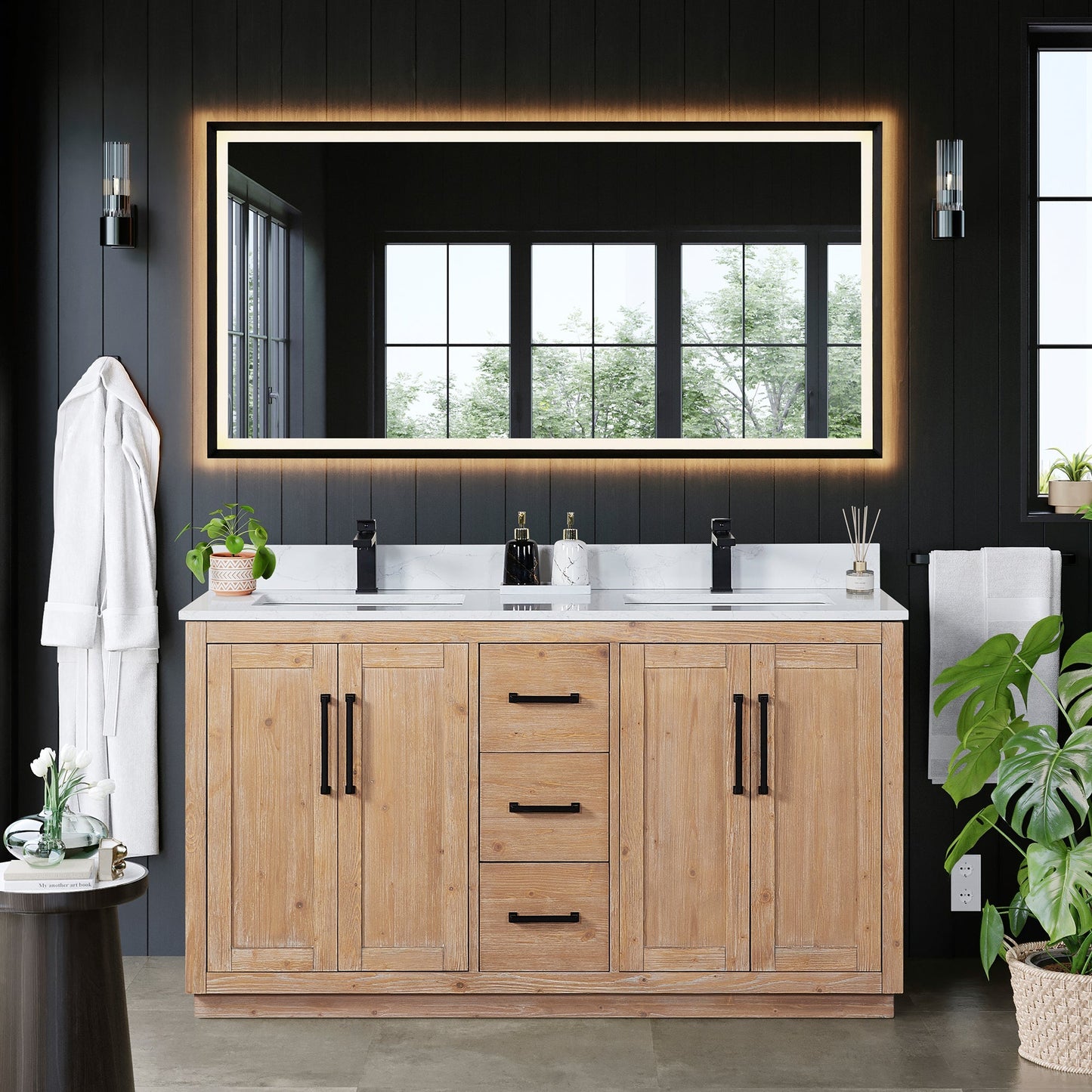 Altair Designs Cicero 60" double vanity with top - 562060-LB-GW-NM