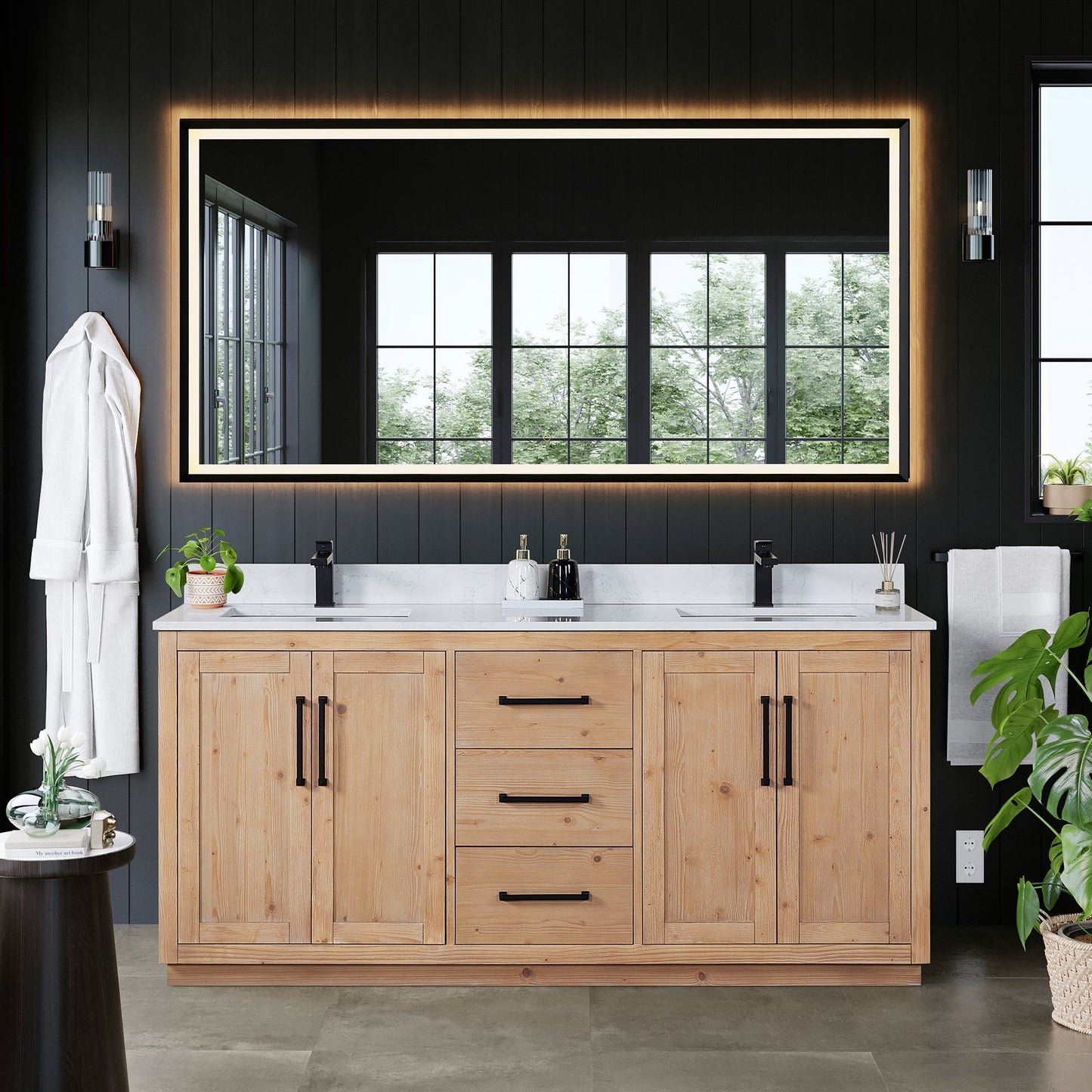 Altair Designs Cicero 72" double vanity with top - 562072-LB-GW-NM