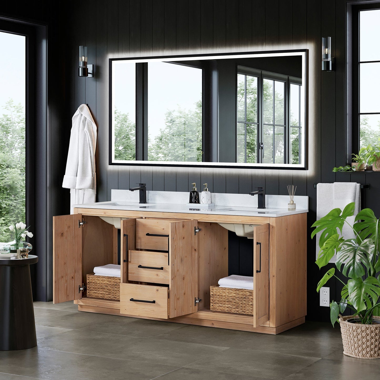 Altair Designs Cicero 72" double vanity with top - 562072-LB-GW-NM