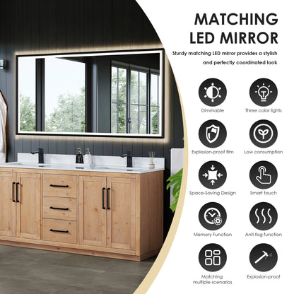 Altair Designs Cicero 72" double vanity with top - 562072-LB-GW-NM