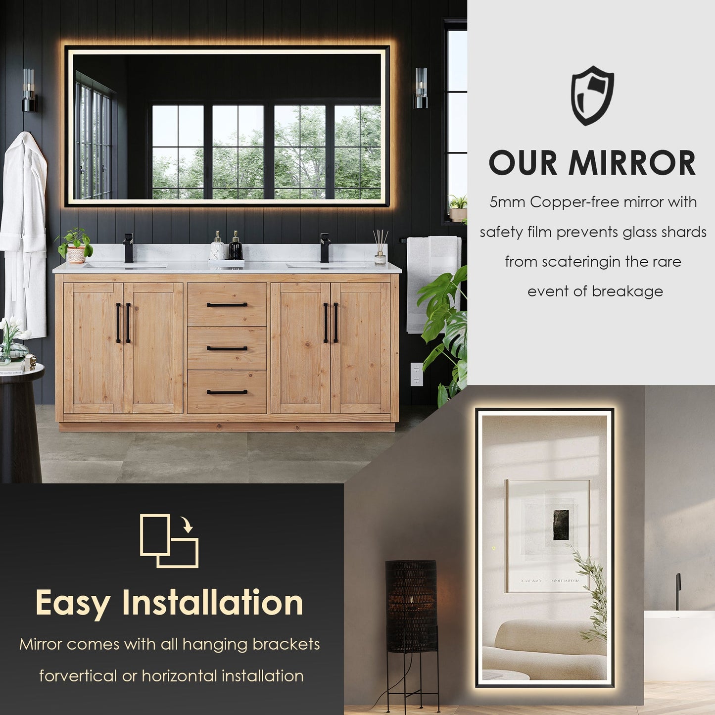 Altair Designs Cicero 72" double vanity with top - 562072-LB-GW-NM