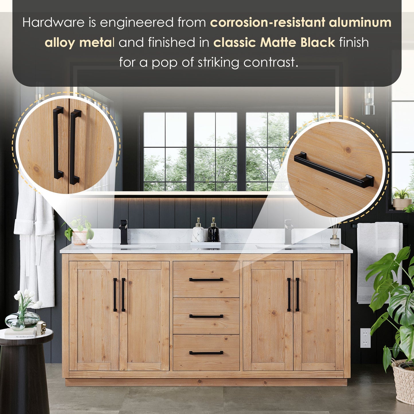 Altair Designs Cicero 72" double vanity with top - 562072-LB-GW-NM