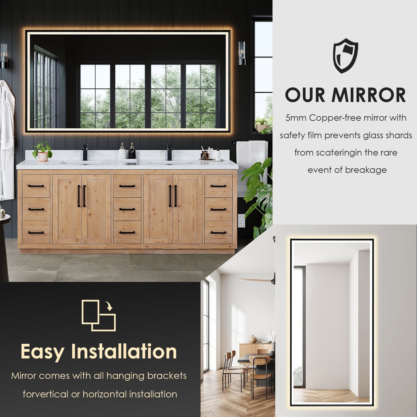 Altair Designs Cicero 84" double vanity with top - 562084-LB-GW-NM