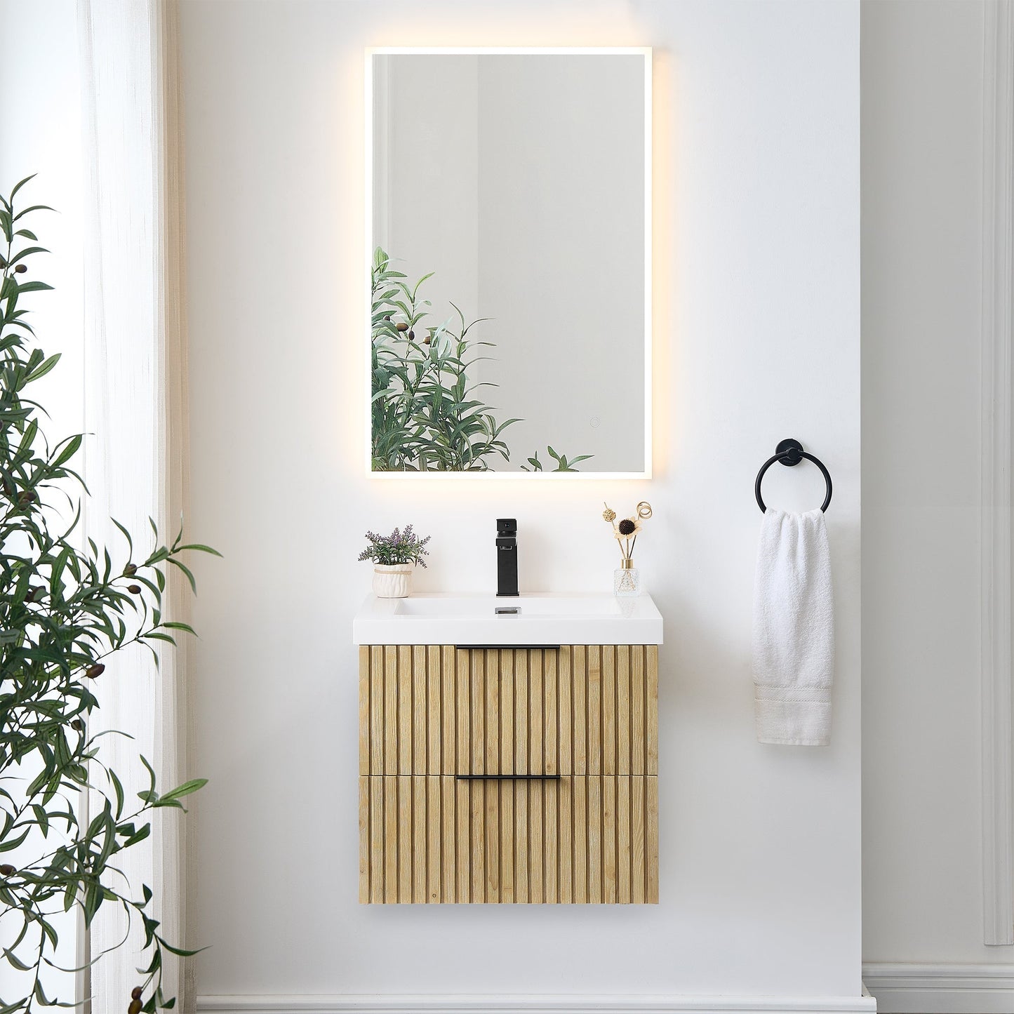 Altair Designs Livia 24" single vanity with top  - 563024-NB-WH-NM