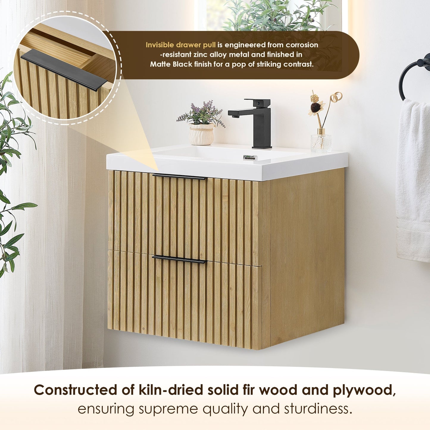 Altair Designs Livia 24" single vanity with top  - 563024-NB-WH-NM