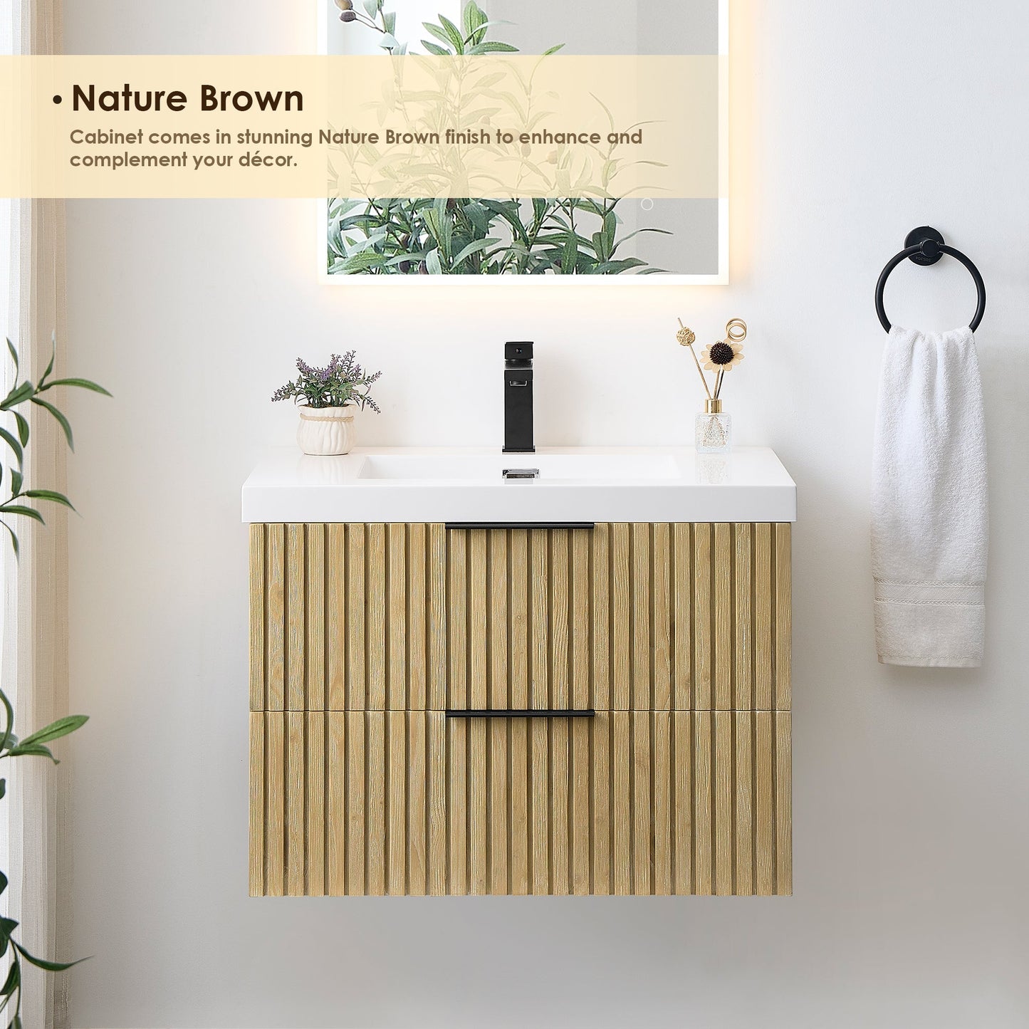 Altair Designs Livia 30" single vanity with top - 563030-NB-WH-NM