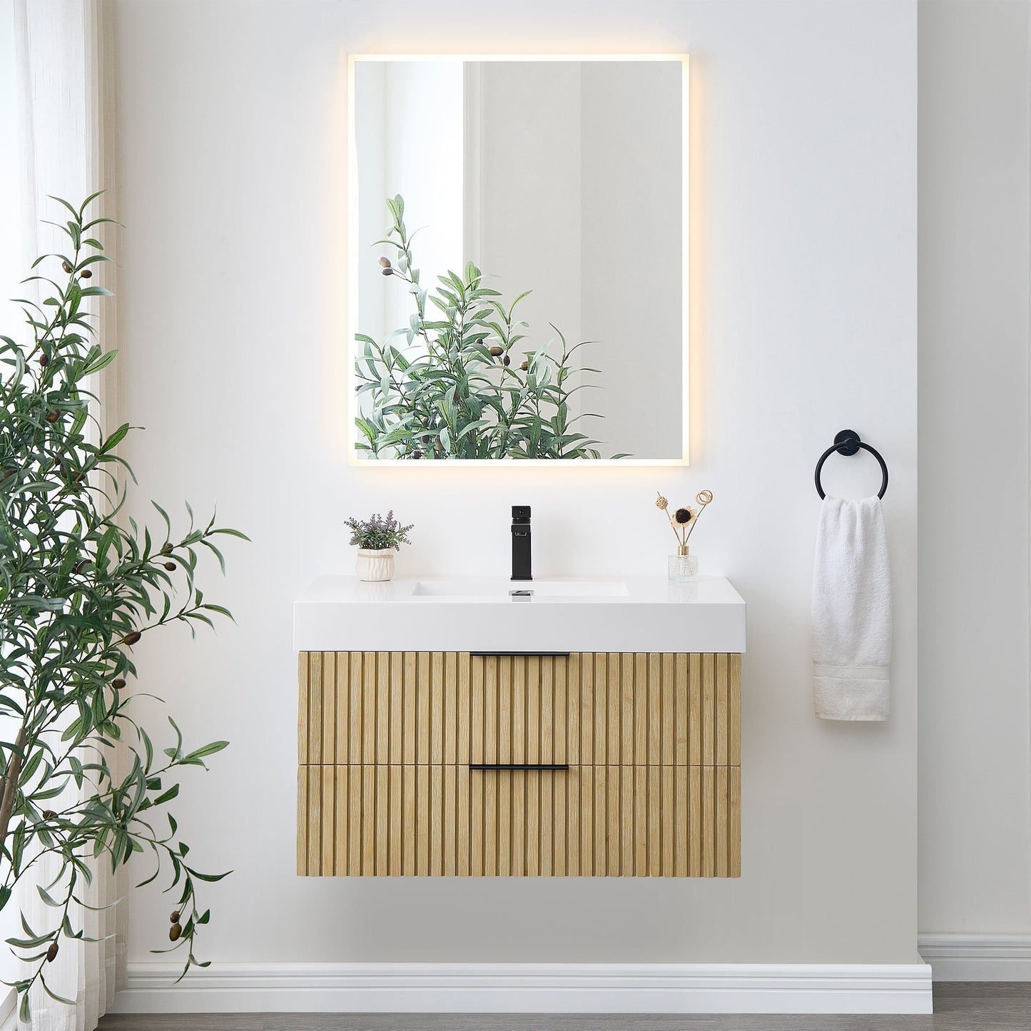 Altair Designs 36" single vanity with top - 563036-NB-WH-NM