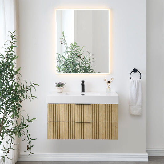 Altair Designs 36" single vanity with top - 563036-NB-WH-NM