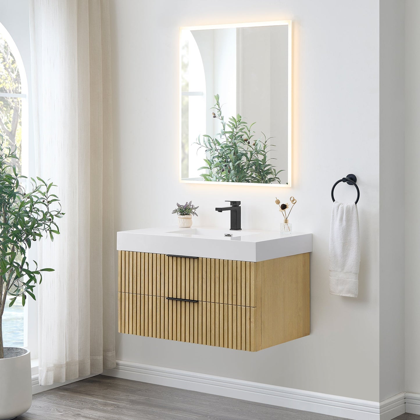Altair Designs 36" single vanity with top - 563036-NB-WH-NM