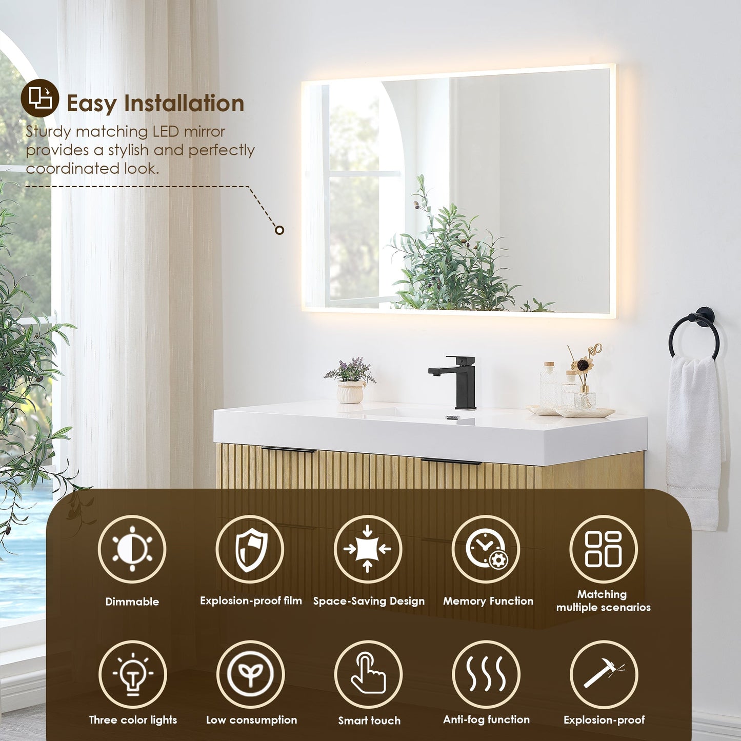 Altair Designs 48" single vanity with top - 563048-NB-WH-NM