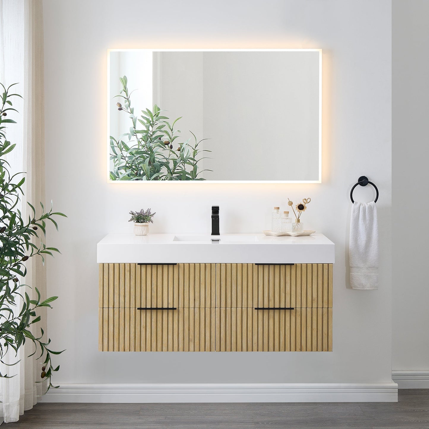 Altair Designs 48" single vanity with top - 563048-NB-WH-NM