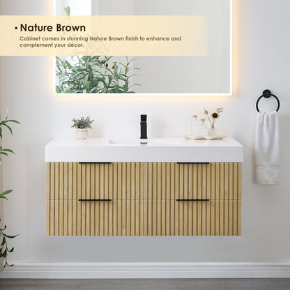 Altair Designs 48" single vanity with top - 563048-NB-WH-NM