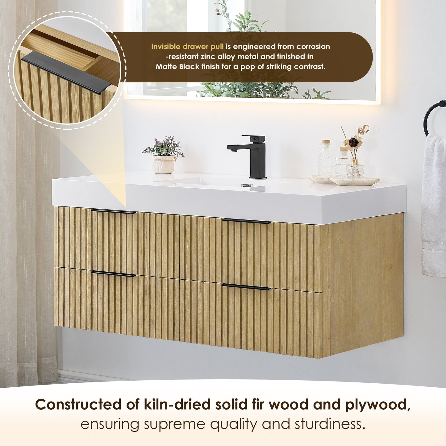 Altair Designs 48" single vanity with top - 563048-NB-WH-NM