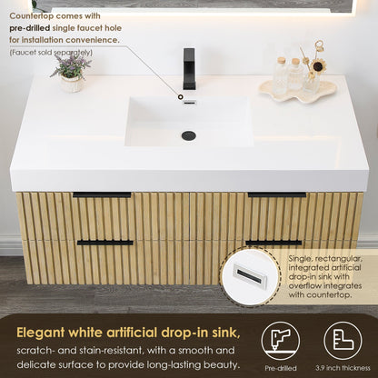 Altair Designs 48" single vanity with top - 563048-NB-WH-NM